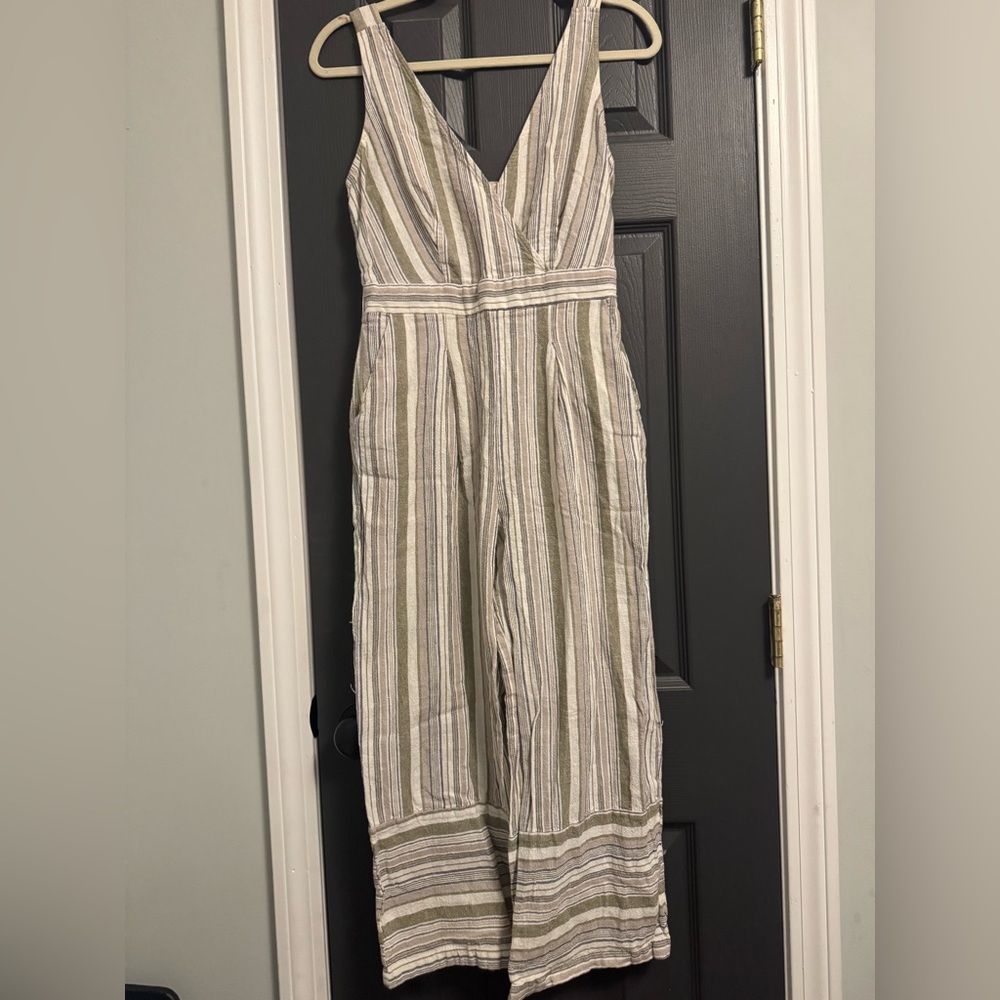 Altar’d State Linen Cotton Blend Striped Jumpsuit | Women’s Size Small